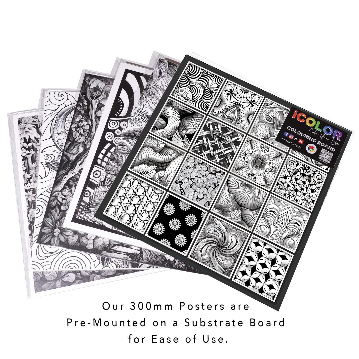 Geometric Harmony Mosaic Colouring Products - Intricate Zentangle Art | iColor