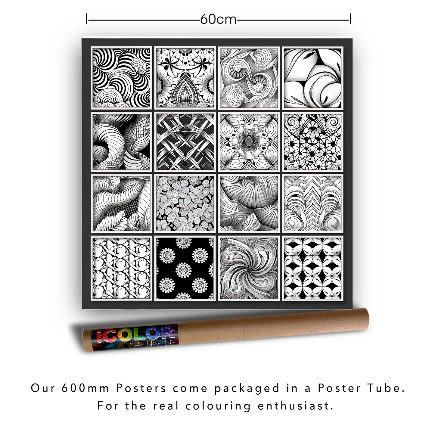Geometric Harmony Mosaic Colouring Products - Intricate Zentangle Art | iColor