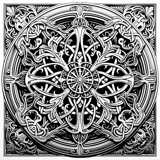 Intricate beauty of Celtic design with our Celtic Knotwork Mandala coloring poster, part of iColor's mandala collection.