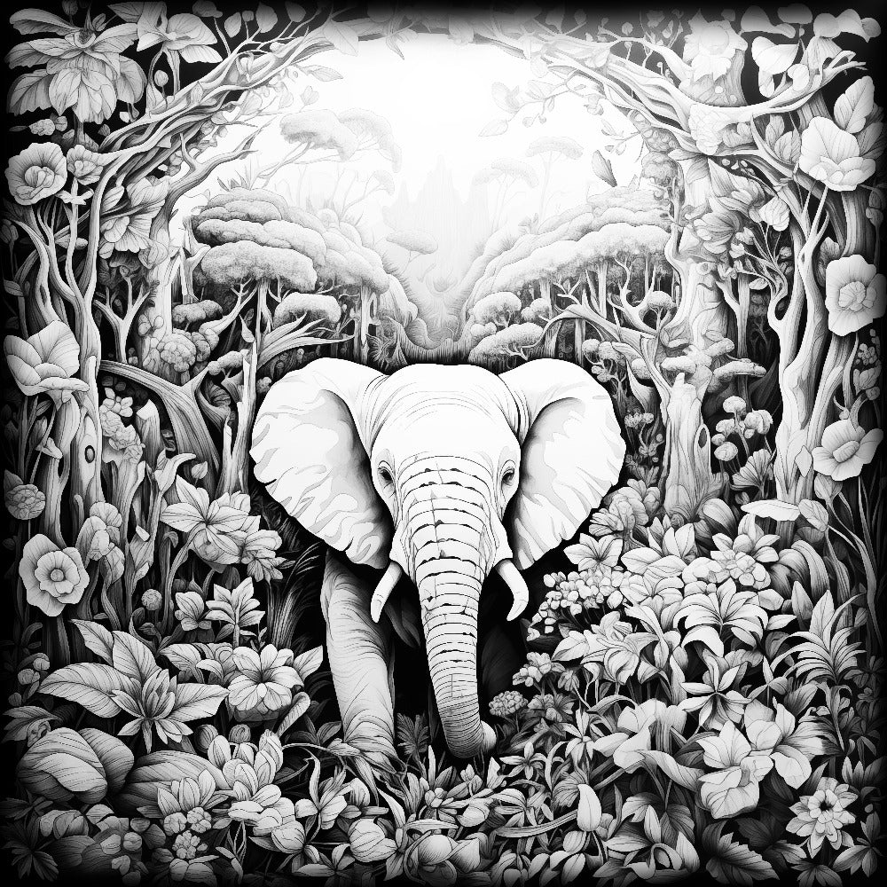 Jungle Elephant Colouring Products - Majestic Animal Art | iColor
