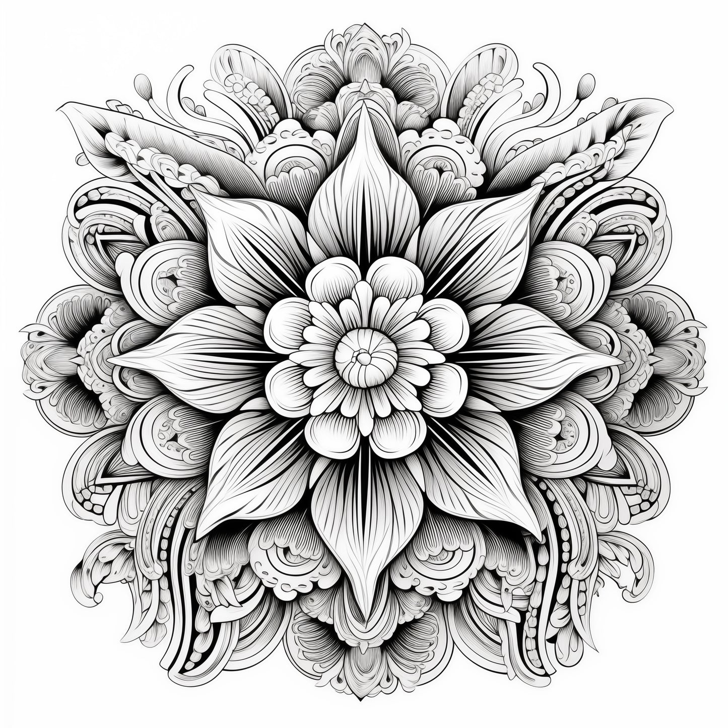 Lotus Mandala Coloring Poster - Intricate Mandala Art | iColor