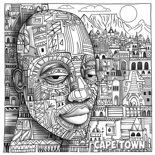 Cape Town Mosaic Coloring Poster - Explore South Africa's Heritage | iColor