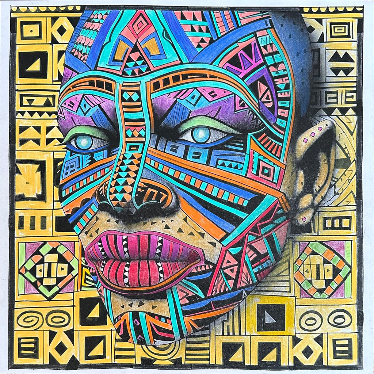 African Mask Collection Colouring Posters - African Art | iColor