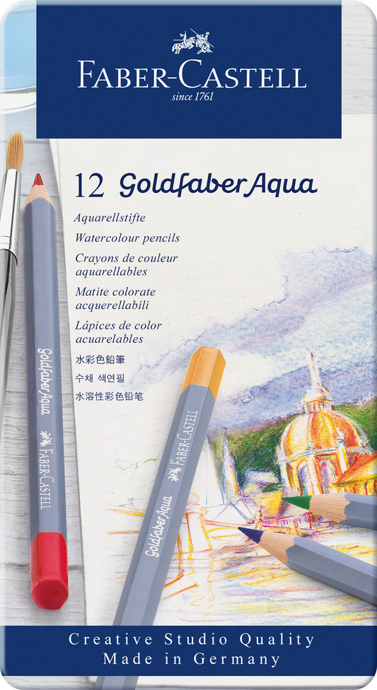 Faber-Castell Goldfaber Aqua 12 Watercolour Pencils Tin Case