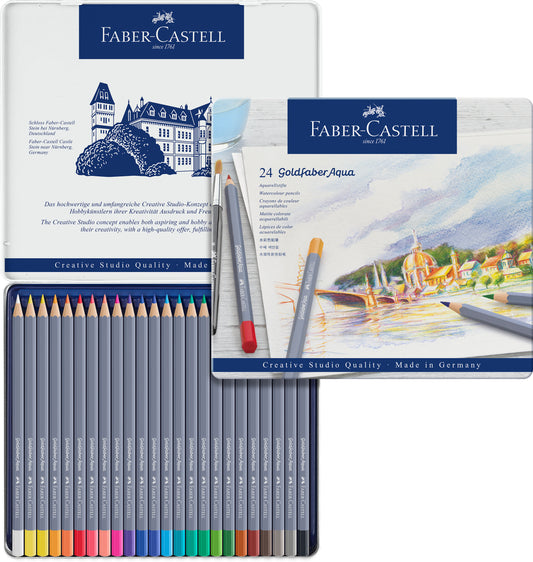 Faber-Castell Goldfaber Aqua 24 Watercolour Pencils Tin Case