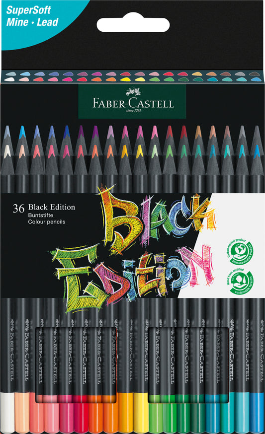 Faber-Castell Black Edition 36 High-Quality Colour Pencils