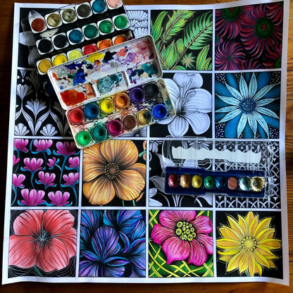 Botanical Zen Mosaic Colouring Products - Intricate Zentangle Art | iColor