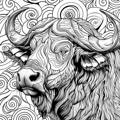 Buffalo Spirals Colouring Products - Majestic Animal Art | iColor
