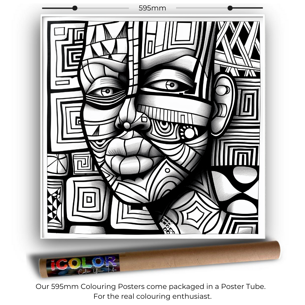African Mask Collection Colouring Posters - African Art | iColor