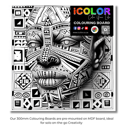 African Mask Collection Colouring Boards - African Art | iColor