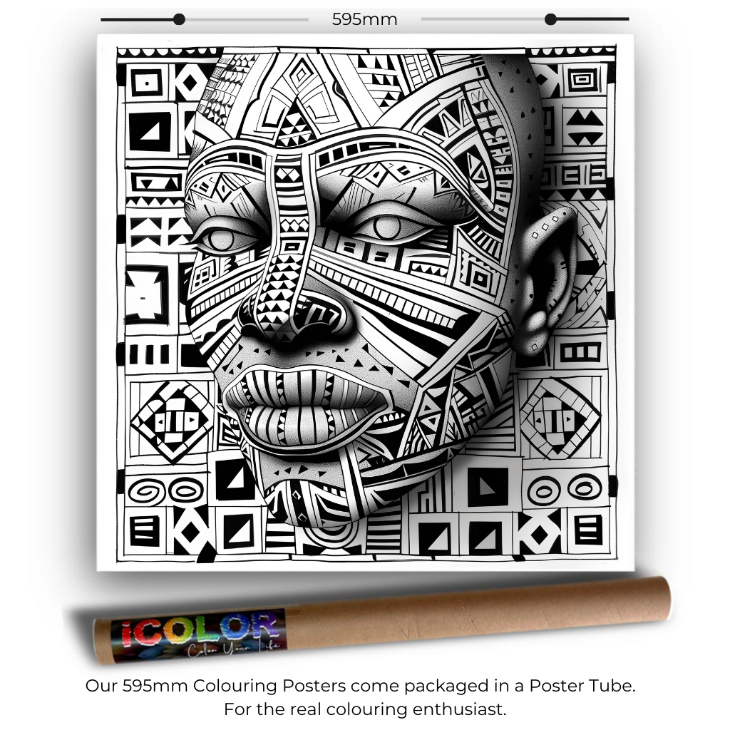 African Mask Collection Colouring Posters - African Art | iColor