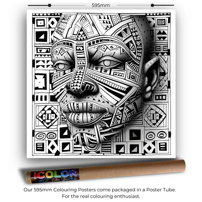 African Mask Collection Colouring Posters - African Art | iColor