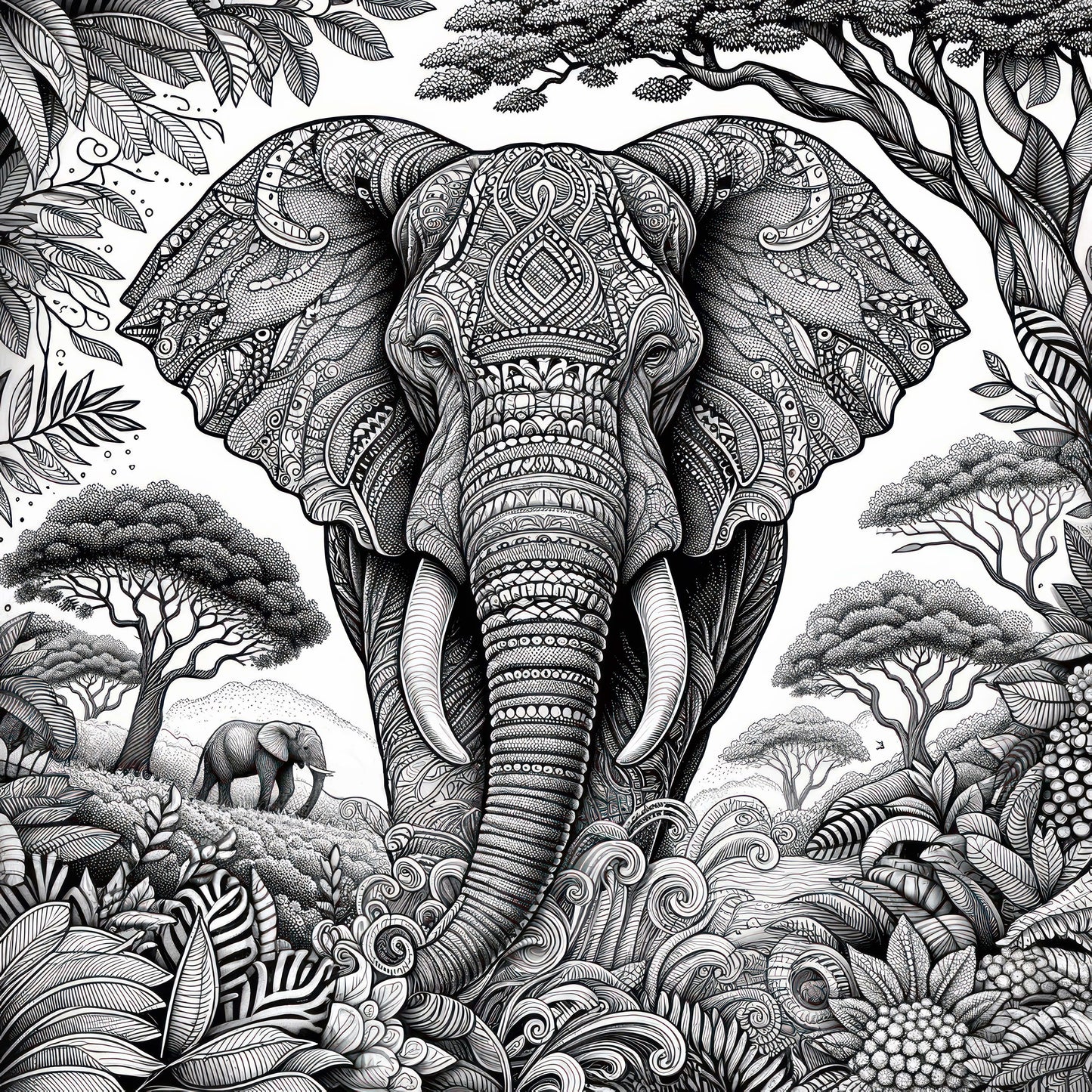 Tribal Elephant Colouring Products - Majestic Animal Art | iColor