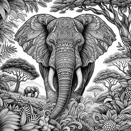 Tribal Elephant Colouring Products - Majestic Animal Art | iColor