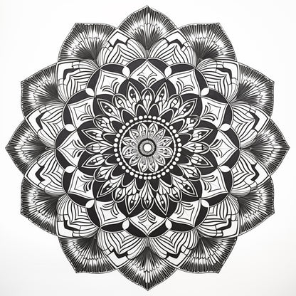 Geometric Mandala White Colouring Products - Intricate Mandala Art | iColor