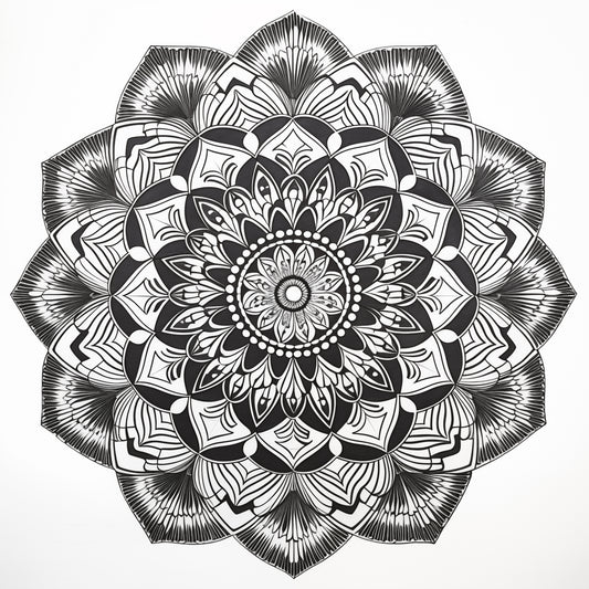 Geometric Mandala White Colouring Products - Intricate Mandala Art | iColor