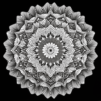 Geometric Mandala Black Colouring Products - Intricate Mandala Art | iColor