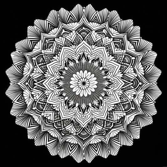 Geometric Mandala Black Colouring Products - Intricate Mandala Art | iColor