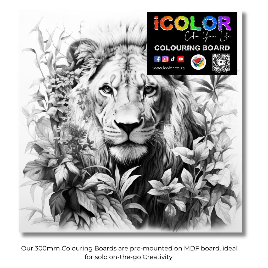 Fine Art - Leafy Lion Colouring Products - Majestic Animal Art | iColor