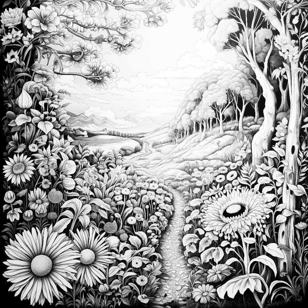 Meadow Oasis Colouring Products - Picturesque Scenery Art | iColor