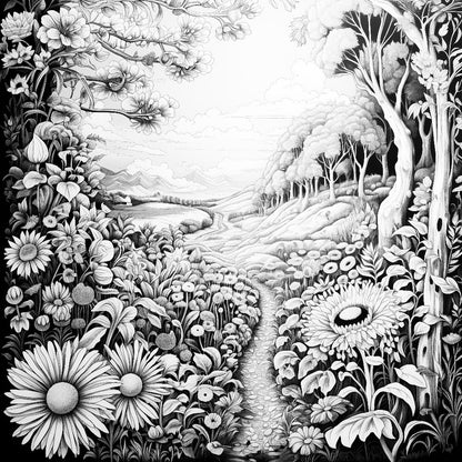 Meadow Oasis Colouring Products - Picturesque Scenery Art | iColor
