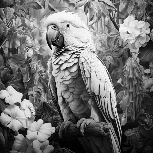 Fine Art - Leafy Parrot Colouring Products - Majestic Animal Art | iColor