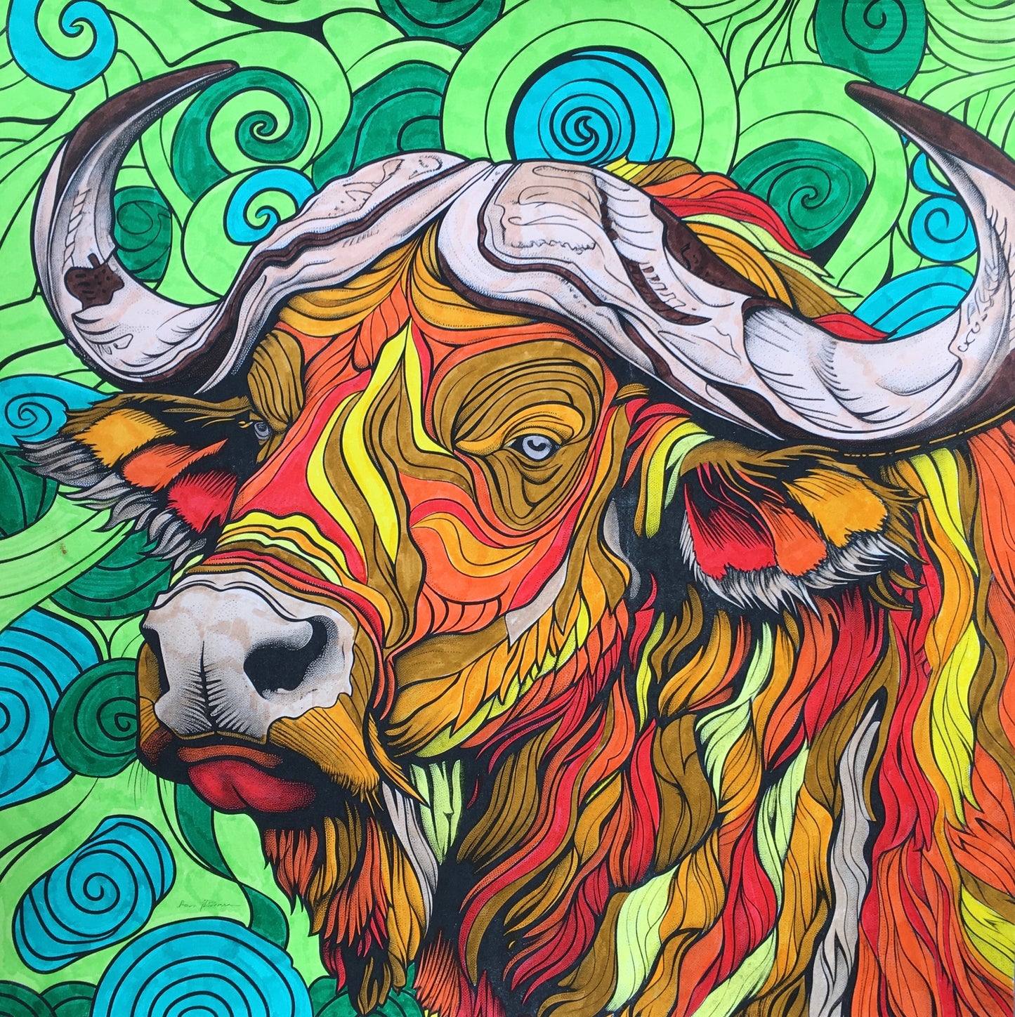 Buffalo Spirals Colouring Products - Majestic Animal Art | iColor