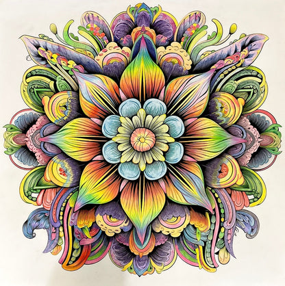 Lotus Mandala Colouring Poster - Intricate Mandala Art | iColor