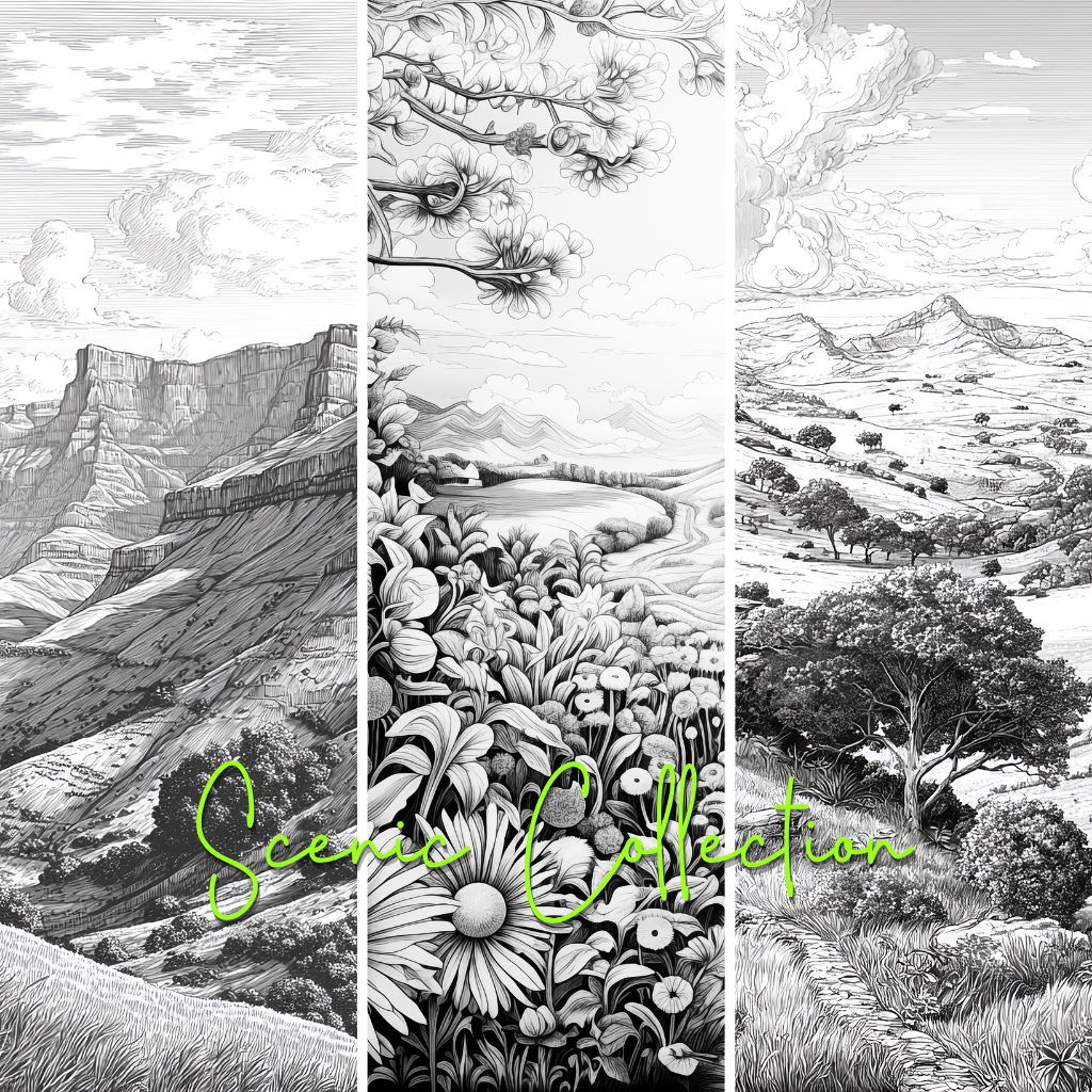 Scenery Collection Greeting Cards - Scenic Art | iColor