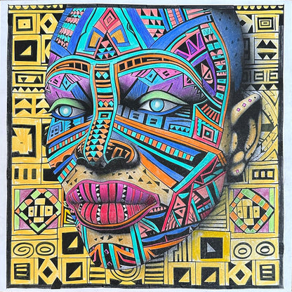Tribal Majesty African Mask Colouring Products - Abstract African Mask | iColor