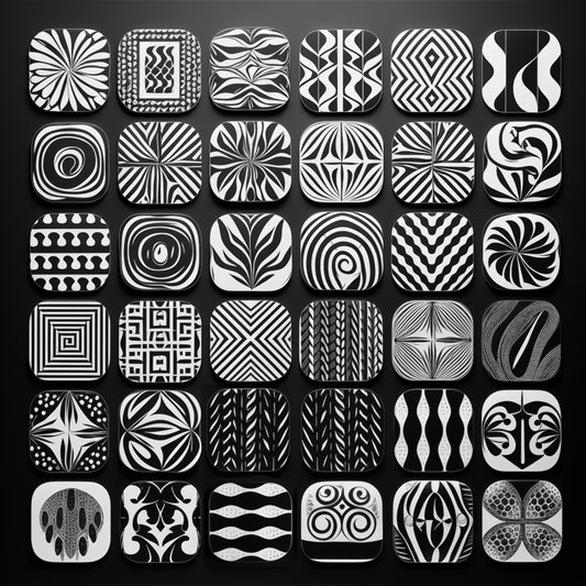 "Zentangle Array Coloring Poster from the Zentangle Collection, featuring a captivating series of unique structured patterns in each square. Ideal for meditative coloring, this poster provides a soothing and focused experience, perfect for individual relaxation or group coloring sessions."