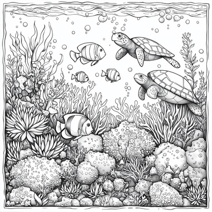 Turtle Reef Serenity Colouring Products - Intricate Aquatic Art | iColor